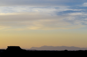 Sunset with silhouette of hills near Huesca in Saragossa Provinc