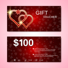 Valentine's Day gift voucher, discount coupon vector design