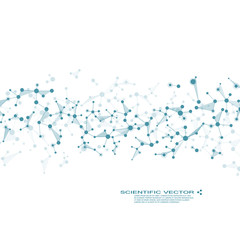 Molecule DNA and neurons vector. Molecular structure. Connected lines with dots. Genetic chemical compounds. Chemistry, medicine, science, technology concept. Geometric abstract background.