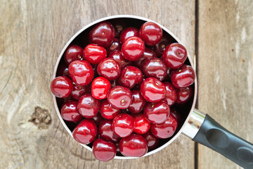ripe cherries top view