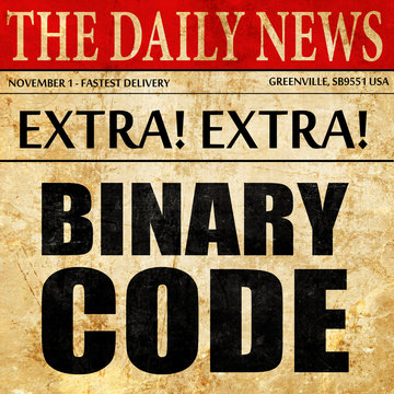 binary code, newspaper article text
