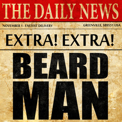 beard man, newspaper article text