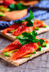 Sandwich with salmon and avocado