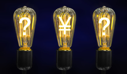 Lamps that glow symbols of world currencies