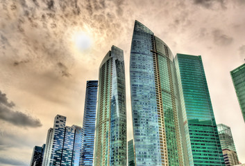 Fototapeta na wymiar Skyline of Singapore on a cloudy day
