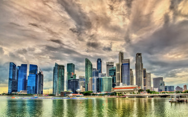 Skyline of Singapore on a cloudy day