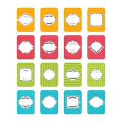 Collection of stickers and labels in flat design. Cute cards wit