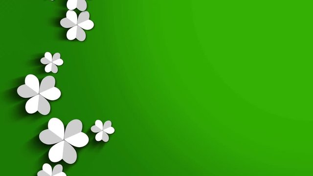 St. Patrick's animated clovers against a white background. For use as a general backdrop, design element or as an overlay for placement of text or other copy.