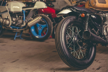 Motorbikes in the repair shop