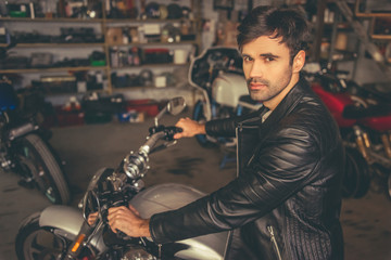 Handsome young biker