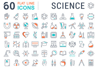 Set Vector Flat Line Icons Science