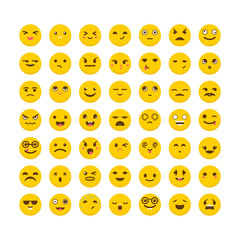 Set of emoticons. Cute emoji icons. Big collection with differen