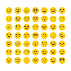 Set of emoticons. Cute emoji icons. Flat design. Avatars. Big co