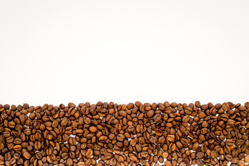 coffee beans on white table top view mock up