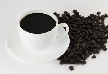 coffee cup and bean in  white background