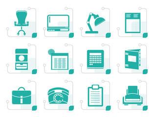 Stylized Simple Business, office and firm icons - vector icon set