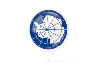 Obraz premium Round white pin with flag of antarctica