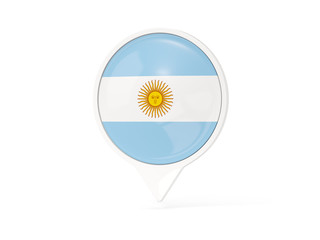 Round white pin with flag of argentina