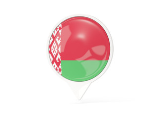 Round white pin with flag of belarus