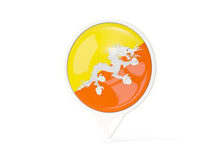 Round white pin with flag of bhutan