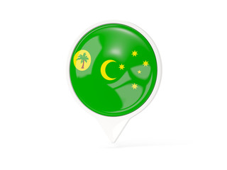Round white pin with flag of cocos islands