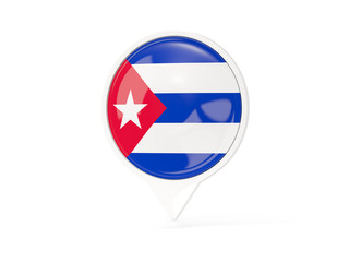 Naklejka premium Round white pin with flag of cuba