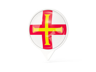 Round white pin with flag of guernsey