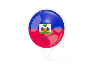 Round white pin with flag of haiti