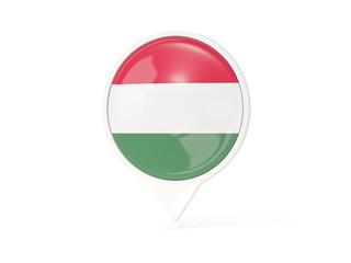 Round white pin with flag of hungary