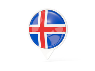 Round white pin with flag of iceland