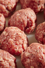 seasoned raw beef meatballs, ready for cooking