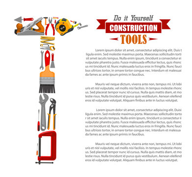 Poster of repair tools and construction items