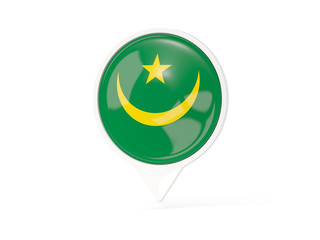 Round white pin with flag of mauritania