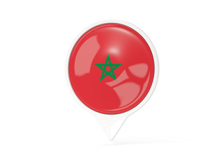 Round white pin with flag of morocco