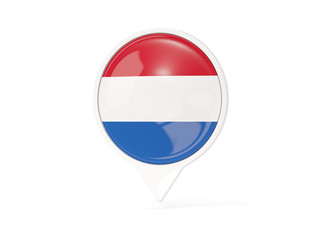 Round white pin with flag of netherlands