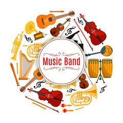 Banner with string and brass music instruments © Vector Tradition