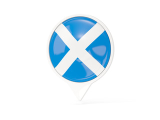 Round white pin with flag of scotland