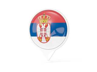 Round white pin with flag of serbia