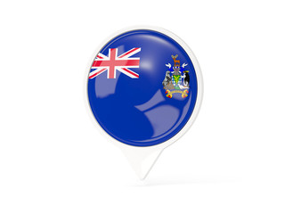 Round white pin with flag of south georgia and the south sandwic