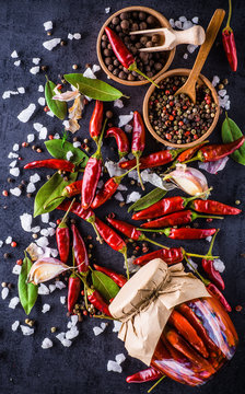 Chili peppers on a black background