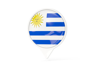 Round white pin with flag of uruguay