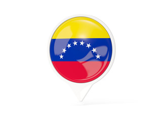 Fototapeta premium Round white pin with flag of venezuela