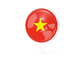 Round white pin with flag of vietnam