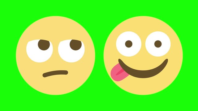 Two custom looping animated social media emoticons illustrating the indifferent and hungry emotions.	