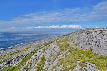 The rocky landscape of the Burren on the west coast of Ireland