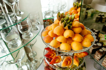 Delicious wedding reception candy bar dessert table