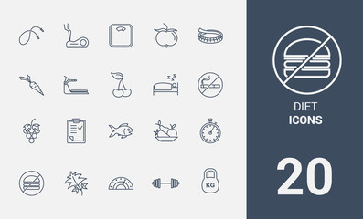 Diet line icons.