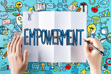 Empowerment text with hands
