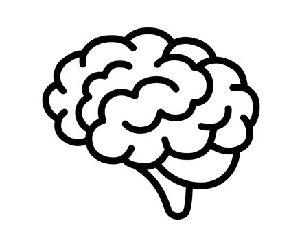 Brain or mind side view line art vector icon for medical apps and websites