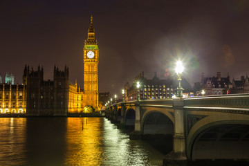 Naklejka premium Big Ben, Parliament, Westminster bridge in London